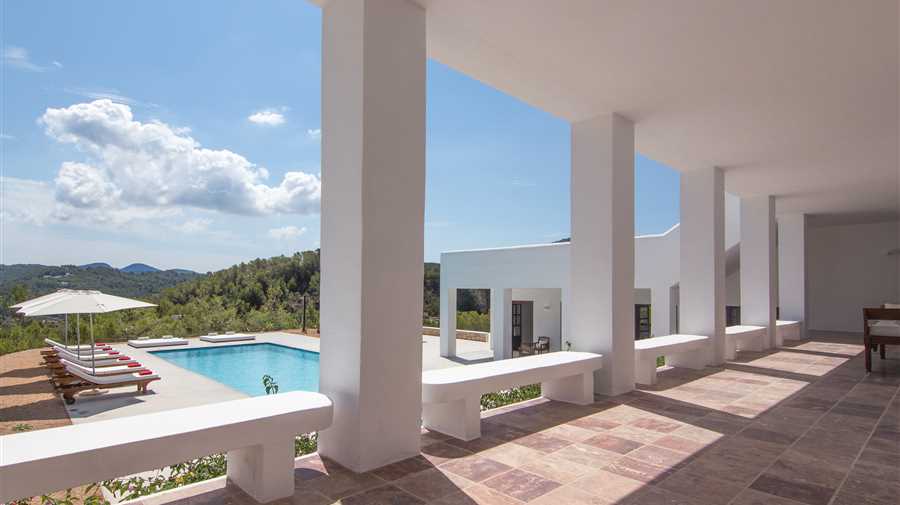 New-built spacious villa view towards the bay of San Antonio