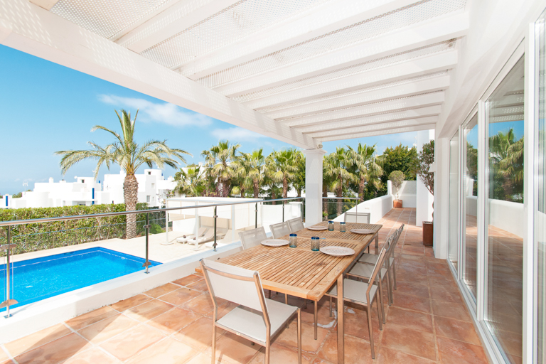 House overlooking the sea and sunset in Ibiza Cala Vadella