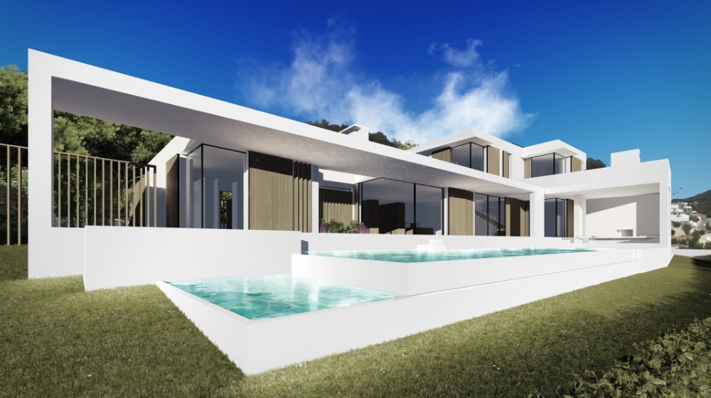 Project for a modern new villa in Ibiza with sea view in Can Furnet