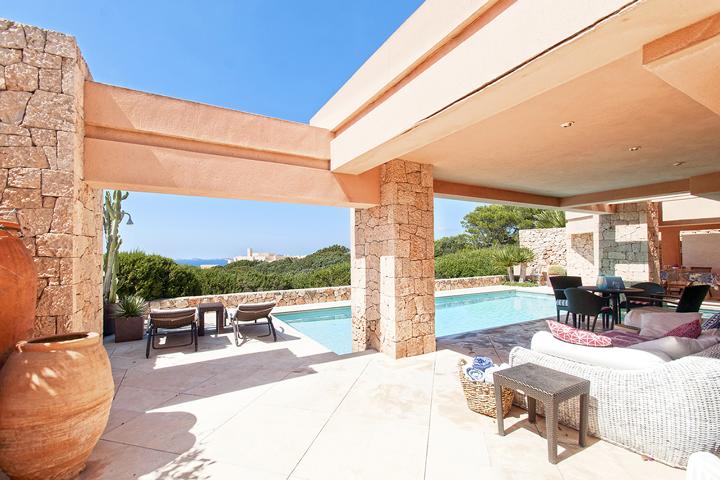 Villa with stunning sea and sunset views in Caló the Real on Ibiza
