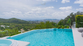 Luxury villa with popular views of the sea and Ibiza City for sale in Can Furnet