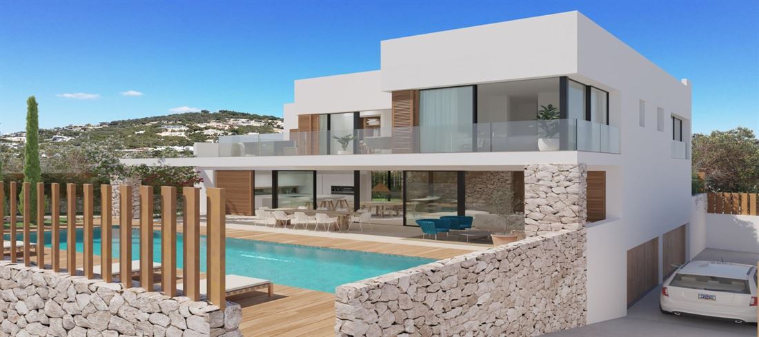 Single family house under construction with exclusive pool in Ibiza